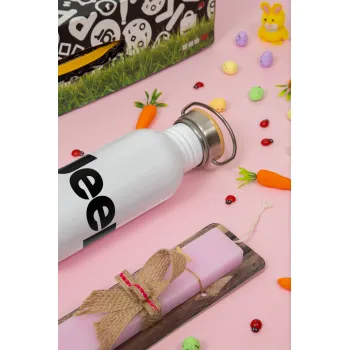 Jeep, Πασχαλινή Λαμπάδα με παγούρι μεταλλικό (620ml, stainless steel) & κερί αρωματικό πλακέ (30cm) (ΡΟΖ)