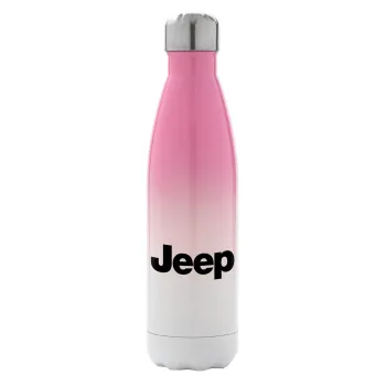Jeep, Μεταλλικό παγούρι θερμός Ροζ/Λευκό (Stainless steel), διπλού τοιχώματος, 500ml