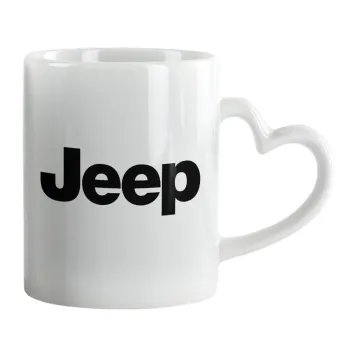 Jeep, Κούπα καρδιά χερούλι λευκή, κεραμική, 330ml