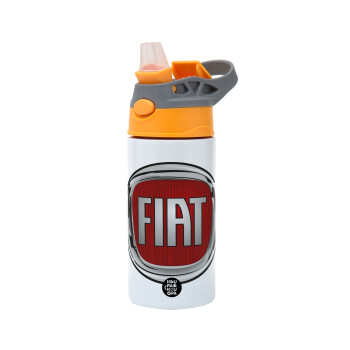 FIAT, Παιδικό παγούρι θερμό, ανοξείδωτο, με καλαμάκι ασφαλείας, Πορτοκαλί/Γκρι (360ml) BPA-FREE