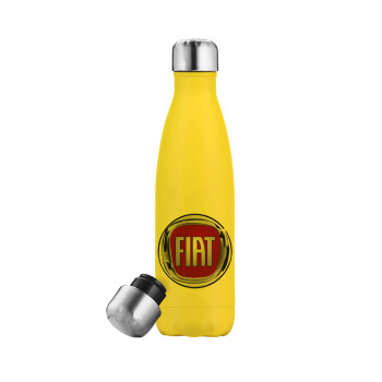 FIAT, Μεταλλικό παγούρι θερμός Κίτρινος (Stainless steel), διπλού τοιχώματος, 500ml