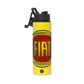 FIAT, Metallic water bottle with safety lid, 850ml aluminum