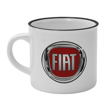 FIAT, Κούπα κεραμική vintage Λευκή/Μαύρη 230ml