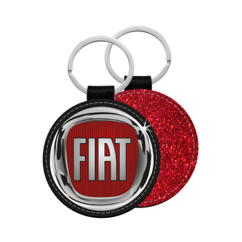 FIAT, Μπρελόκ Δερματίνη, στρογγυλό ΚΟΚΚΙΝΟ (5cm)