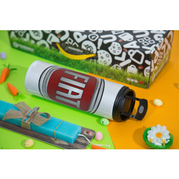 FIAT, Easter candle,Travel Tumbler 2 Lids, with metal straw & cleaning brush & aromatic flat candle (30cm) (BLUE)