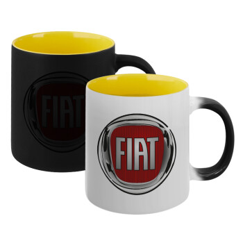 FIAT, Κούπα Μαγική εσωτερικό κίτρινη, κεραμική 330ml που αλλάζει χρώμα με το ζεστό ρόφημα (1 τεμάχιο)