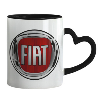FIAT, Κούπα καρδιά χερούλι μαύρη, κεραμική, 330ml