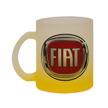 FIAT, Κούπα γυάλινη δίχρωμη με βάση το κίτρινο ματ, 330ml
