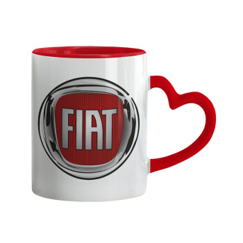 FIAT, Κούπα καρδιά χερούλι κόκκινη, κεραμική, 330ml