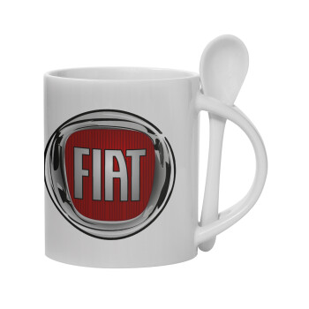 FIAT, Ceramic coffee mug with Spoon, 330ml (1pcs)