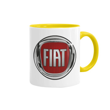 FIAT, Κούπα χρωματιστή κίτρινη, κεραμική, 330ml