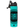 Metallic water bottle with safety lid, 850ml aluminum