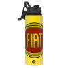 Metallic water bottle with safety lid, 850ml aluminum