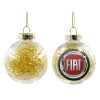 Transparent Christmas tree ball ornament with gold filling 8cm