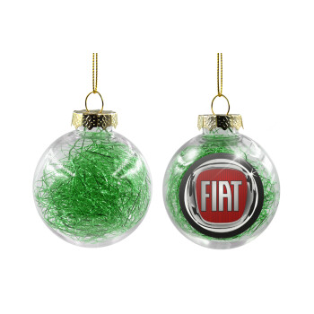 FIAT, Transparent Christmas tree ball ornament with green filling 8cm