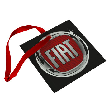 FIAT, Christmas ornament, glass square ornament 9x9cm