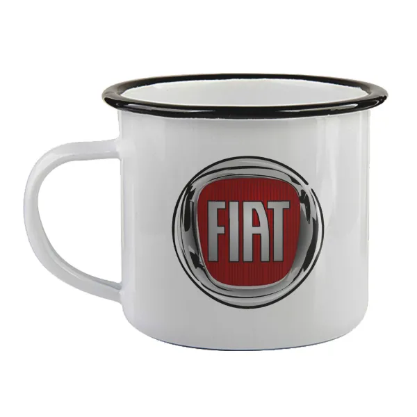 FIAT — Enamel mug with black rim, 360ml