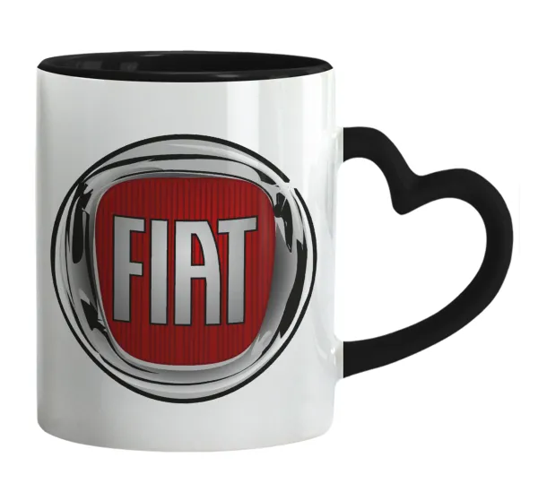 FIAT — Mug heart black handle, ceramic, 330ml