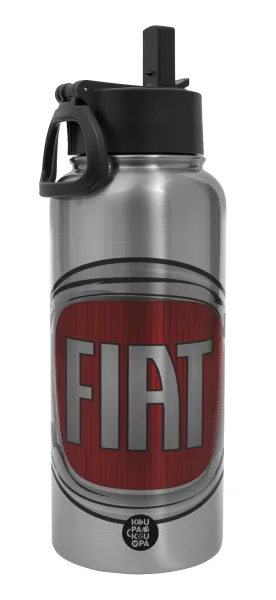 FIAT — Metal mug thermo Silver with Straw and Spout Lid (Stainless steel), double wall, 950ml