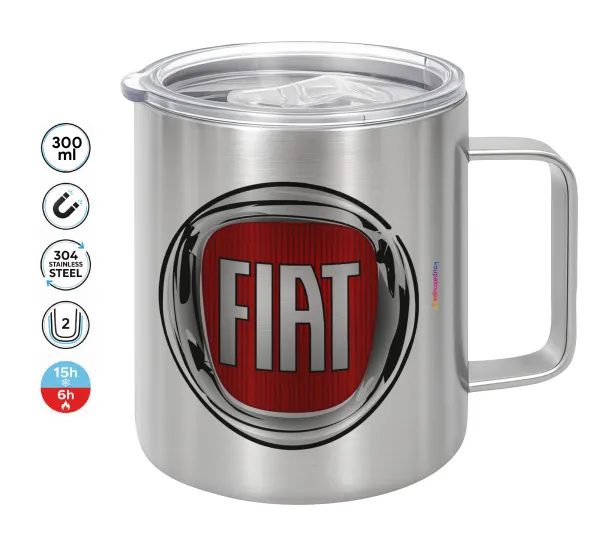 FIAT — Double-walled stainless steel mug 300ml with temperature-retaining lid