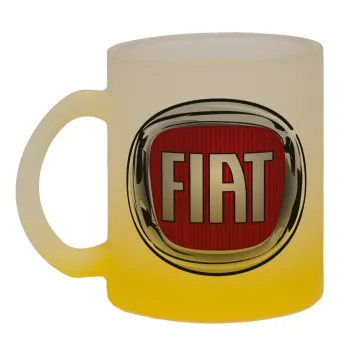 FIAT, Κούπα γυάλινη δίχρωμη με βάση το κίτρινο ματ, 330ml