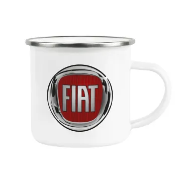 FIAT, Metallic enamel cup white 360ml