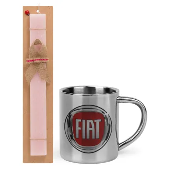 FIAT, Easter Set, metallic thermal cup (300ml) & aromatic flat Easter candle (30cm) (PINK)