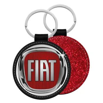FIAT, Μπρελόκ Δερματίνη, στρογγυλό ΚΟΚΚΙΝΟ (5cm)