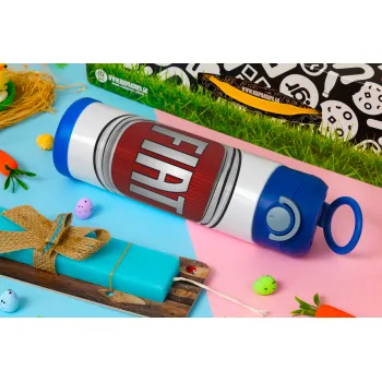 FIAT, Easter candle, Childrens hot water bottle, stainless steel, with safety straw, BLUE (500ml)