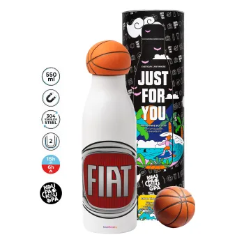 FIAT, Μπάλα μπάσκετ μεταλλικό παγούρι θερμός, διπλού τοιχώματος, 550ml