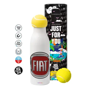 FIAT, Μπάλα τένις μεταλλικό παγούρι θερμός, διπλού τοιχώματος, 550ml