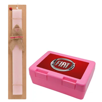 FIAT, Easter Set, children's snack container PINK & scented flat Easter candle (30cm) (PINK)
