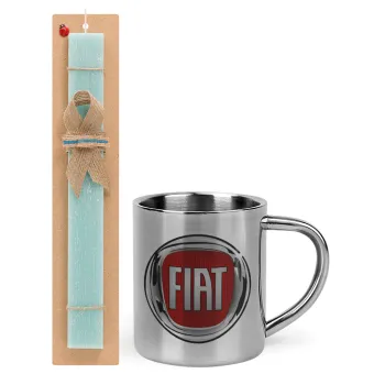 FIAT, Easter Set, metallic thermal cup (300ml) & aromatic flat Easter candle (30cm) (TURQUOISE)