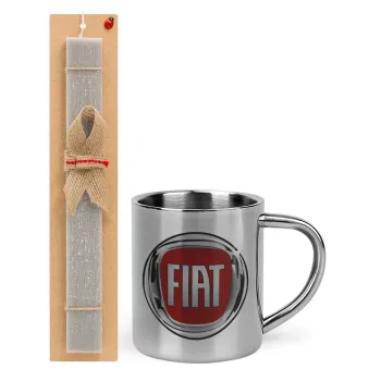 FIAT, Easter Set, metallic thermal cup (300ml) & Easter aromatic flat candle (30cm) (GRAY)