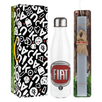 FIAT, Easter candle, metallic white thermos bottle (500ml) & aromatic flat candle (30cm) (GRAY)