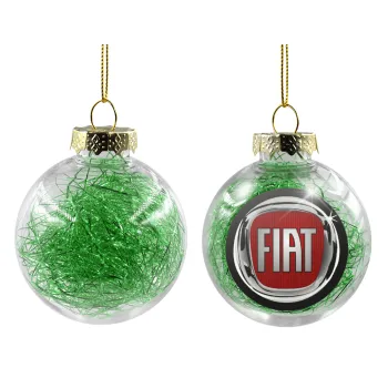 FIAT, Transparent Christmas tree ball ornament with green filling 8cm