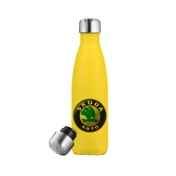 SKODA, Yellow Stainless Steel Metallic Thermos, double-walled, 500ml