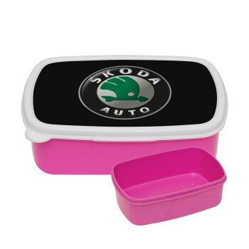 SKODA, ΡΟΖ παιδικό δοχείο φαγητού (lunchbox) πλαστικό (BPA-FREE) Lunch Βox M18 x Π13 x Υ6cm