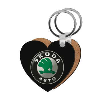 SKODA, Μπρελόκ Ξύλινο καρδιά MDF