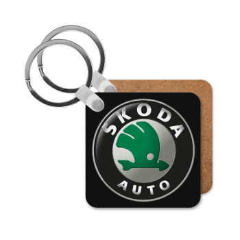 SKODA, Μπρελόκ Ξύλινο τετράγωνο MDF