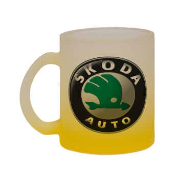 SKODA, Κούπα γυάλινη δίχρωμη με βάση το κίτρινο ματ, 330ml