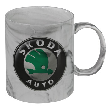 SKODA, Mug ceramic marble style, 330ml