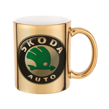 SKODA, Mug ceramic, gold mirror, 330ml
