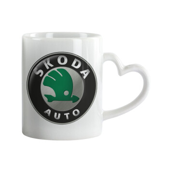 SKODA, Mug heart handle, ceramic, 330ml