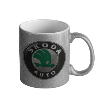SKODA, Κούπα Ασημένια Glitter που γυαλίζει, κεραμική, 330ml