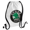 Backpack pouch GYMBAG white, with pocket (40x48cm) & thick cords