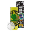 Neon Yellow Travel Tumbler θερμό, μεταλλικό καλαμάκι(Ανωξείδωτο 304 Food grade, BPA free, 600ml)