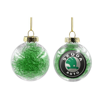 SKODA, Χριστουγεννιάτικη μπάλα δένδρου διάφανη με πράσινο γέμισμα 8cm