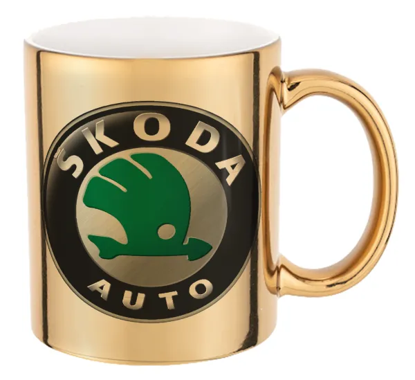 SKODA — Mug ceramic, gold mirror, 330ml