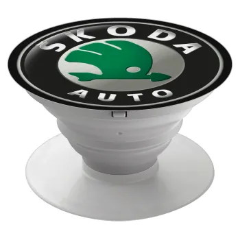 SKODA, Phone Holders Stand  Λευκό Βάση Στήριξης Κινητού στο Χέρι